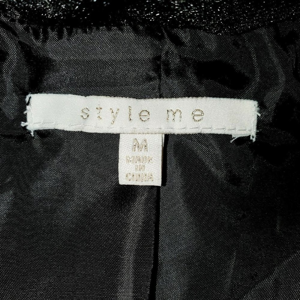 Style Me Womans Medium Black Velour Jacket Nwt - Picture 6 of 8